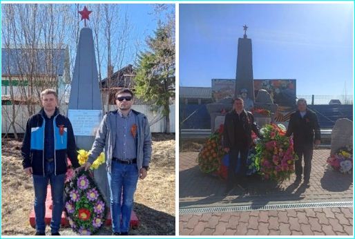 Возложение венков и цветов к памятнику павших войнов.